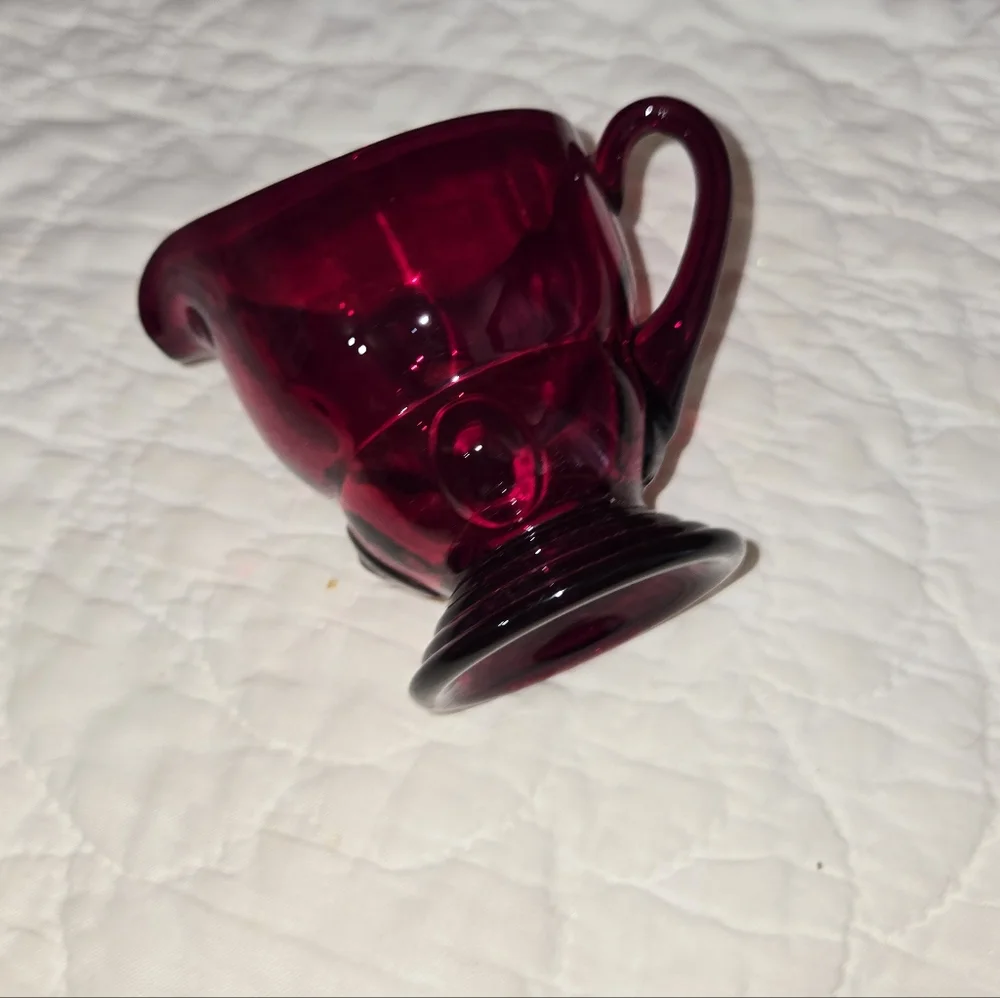 Vintage New Martinsville Ruby Red Mini Creamer - Picture 9 of 12
